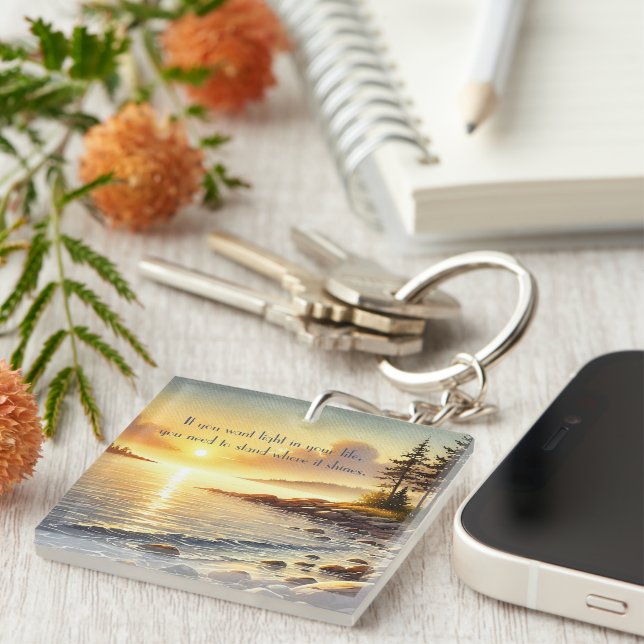 Serene Lake & Quote	 Key Ring (Front Right)