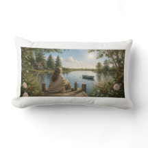 Serene Lakeside Botanical Nature Decorative Pillow