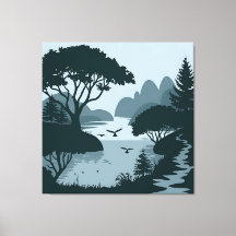 Serene Lakeside Silhouette