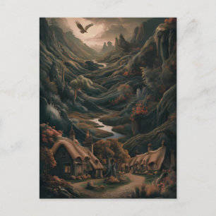 Serene Landscape: Birds Flight Postcard