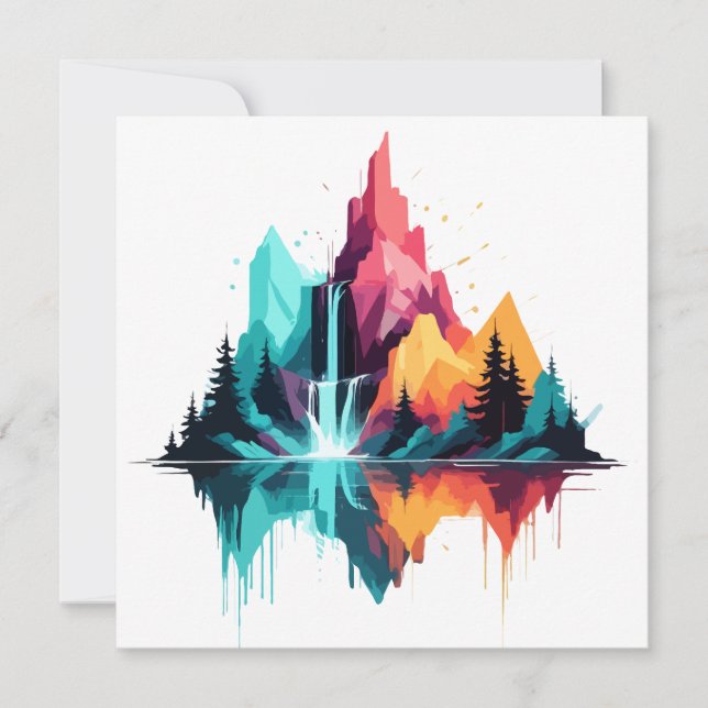 Serene Landscape Calm Tranquil Nature Mountains Card (Front)
