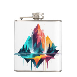 Serene Landscape Calm Tranquil Nature Mountains Hip Flask