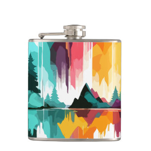 Serene Landscape Calm Tranquil Nature Mountains Hip Flask