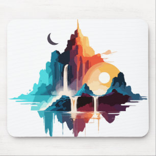 Serene Landscape Calm Tranquil Nature Mountains Mouse Mat