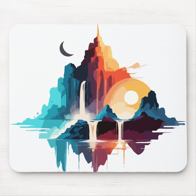 Serene Landscape Calm Tranquil Nature Mountains Mouse Mat (Front)