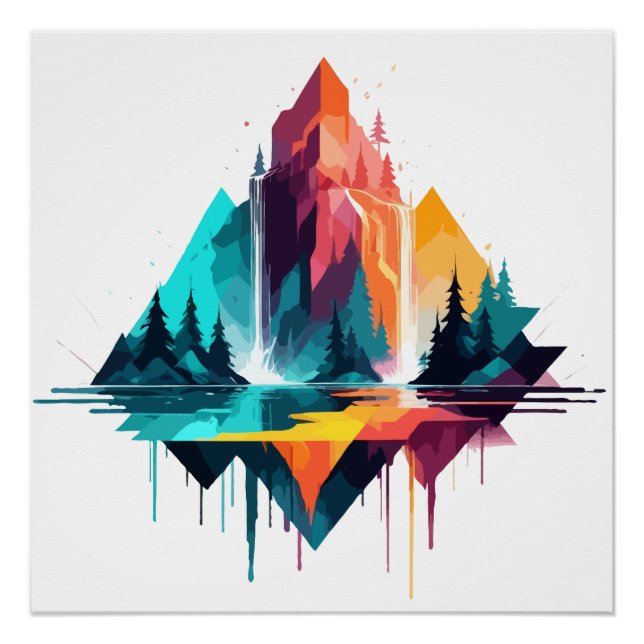 Serene Landscape Calm Tranquil Nature Mountains  Poster (Front)