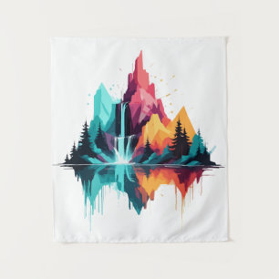 Serene Landscape Calm Tranquil Nature Mountains Tapestry