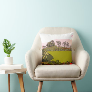 Serene landscape, nature's harmony cushion