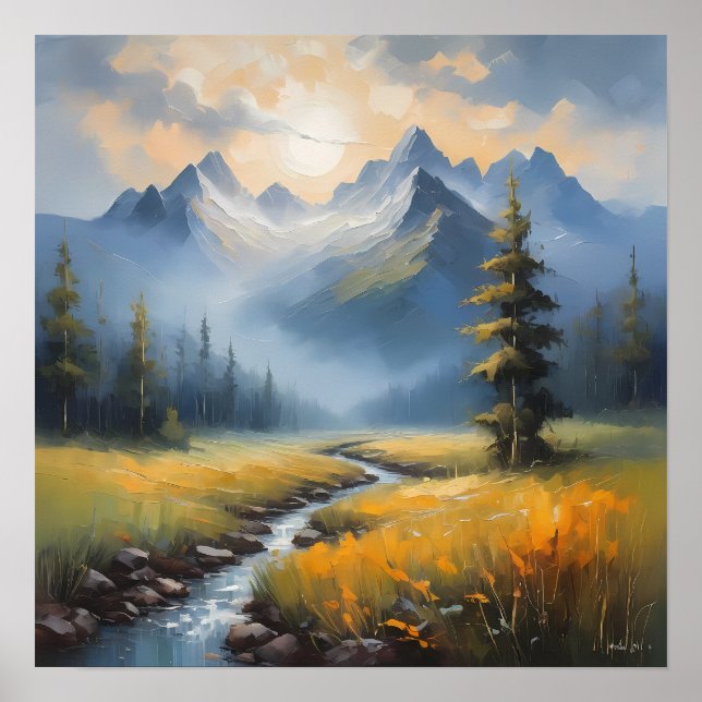 Serene Landscape Painting – Tranquil Nature  Poster (Front)