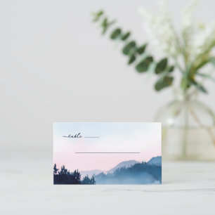 Serene Landscape Pastel Blue Teal Place Card