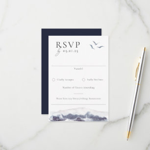Serene Landscape Watercolor Wedding RSVP Card
