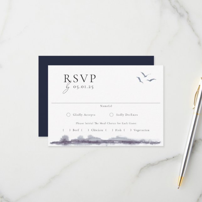 Serene Landscape Watercolor Wedding RSVP Card (Front/Back In Situ)