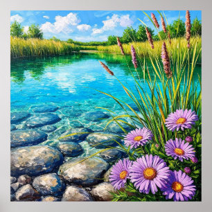 Serene Landscape with Clear Lake Poster