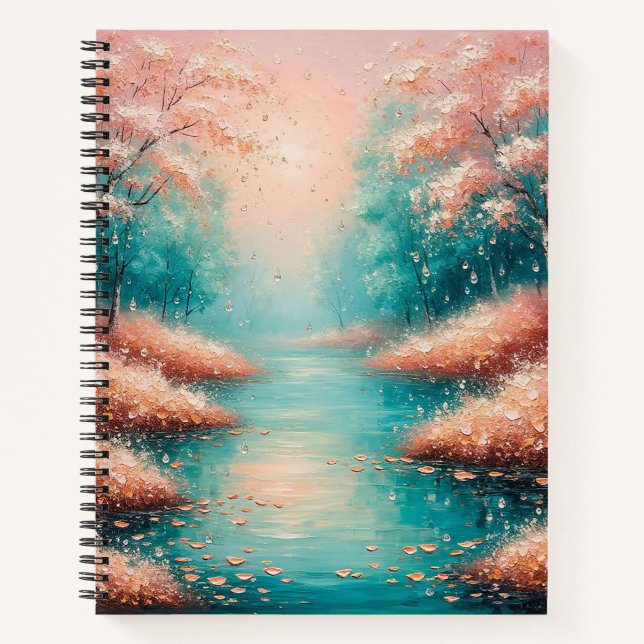 Serene Landscape With Refreshing Mist Notebook (Front)