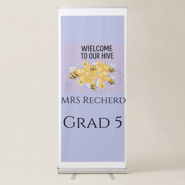 Serene Lavender Bee Classroom Art Print - Custom " Retractable Banner (Front)