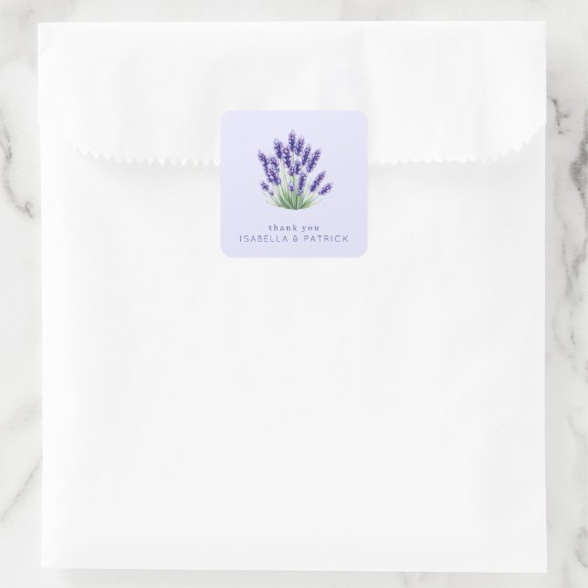 Serene Lavender Botanical Watercolor Bouquet Square Sticker (Bag)