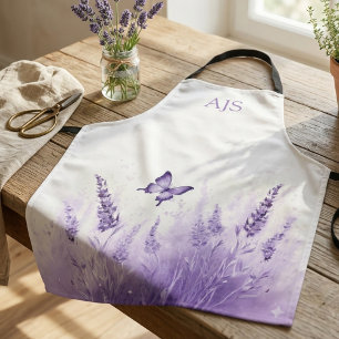 Serene Lavender Butterfly – Personalized Monogram Apron