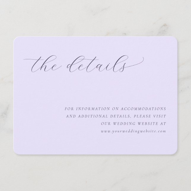 Serene Lavender Calligraphy Enclosure Card (Front)