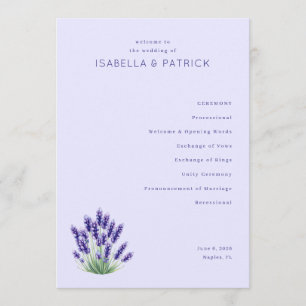Serene Lavender Floral Wedding Ceremony Program Programme