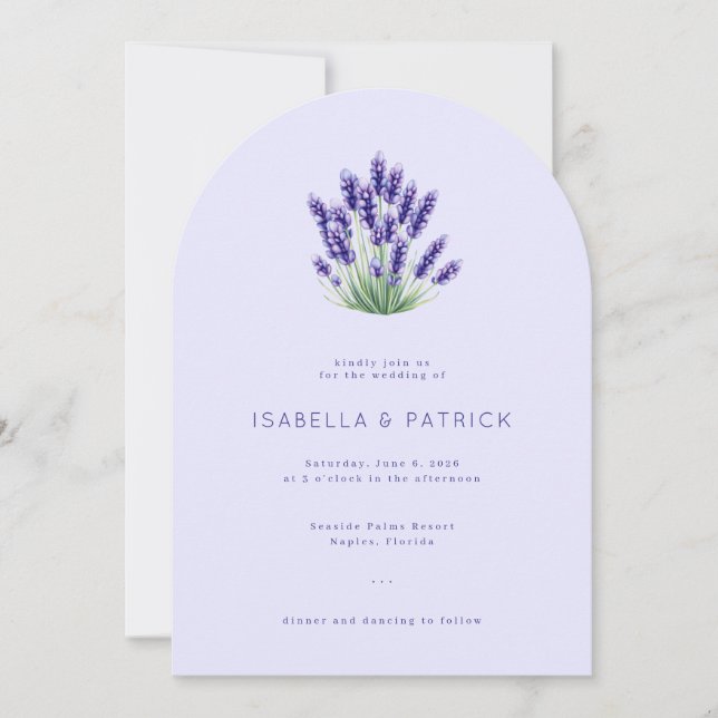 Serene Lavender Floral Wedding Invitation (Front)