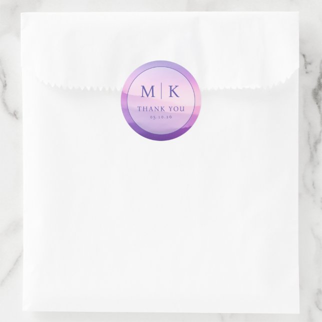 ** Serene Lavender Gratitude Circle Classic Round Sticker (Bag)