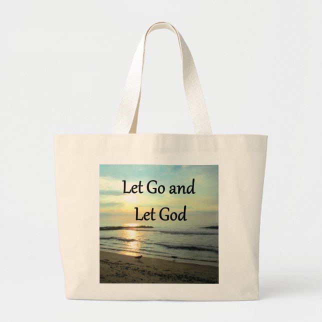 SERENE LET GO AND LET GOD OCEAN PHOTO LARGE TOTE BAG (Front)