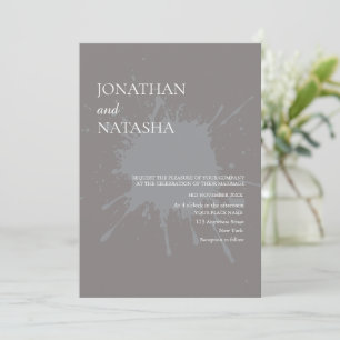 Serene Light Gray Wedding Drop Symbol Connecting  Invitation