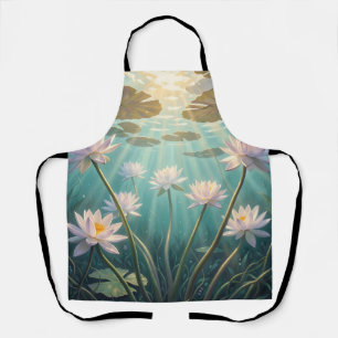 Serene Lotus Flowers Underwater Sunlight Water Apron