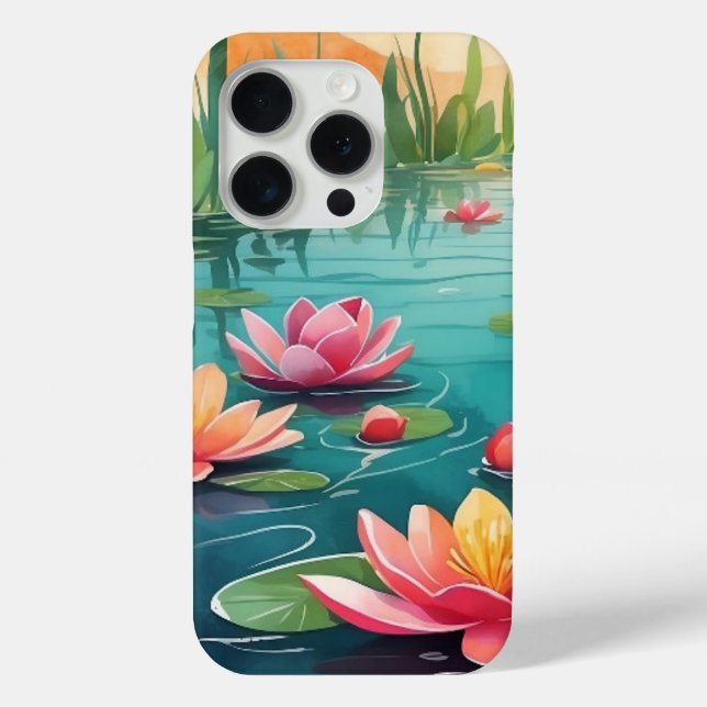 Serene Lotus Pond iPhone Case (Back)