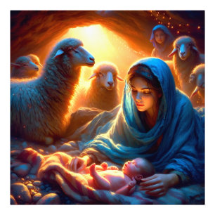 Serene Madonna and child nativity scene Photo Print