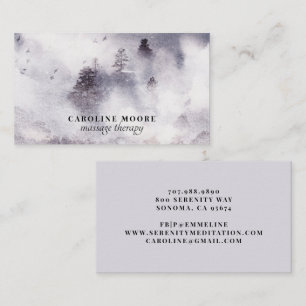 Serene Massage Therapy Mist Trees Watercolor Business Card