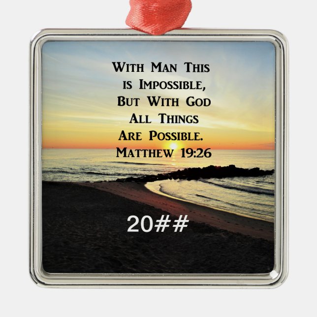 SERENE MATTHEW 19:26 SUNRISE SCRIPTURE METAL TREE DECORATION (Front)