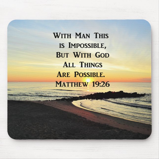 SERENE MATTHEW 19:26 SUNRISE SCRIPTURE MOUSE MAT (Front)