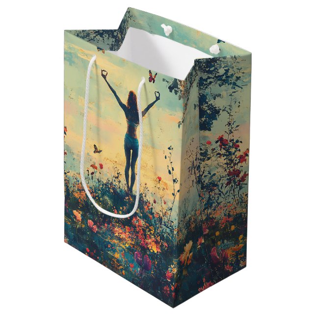 Serene Meditation at Sunrise (1) Medium Gift Bag (Front Angled)