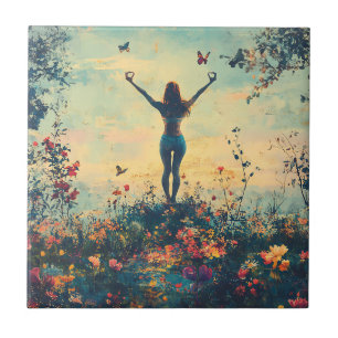 Serene Meditation at Sunrise (1) Tile