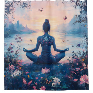 Serene Meditation at Sunrise (2) Shower Curtain