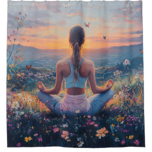 Serene Meditation at Sunrise (4) Shower Curtain