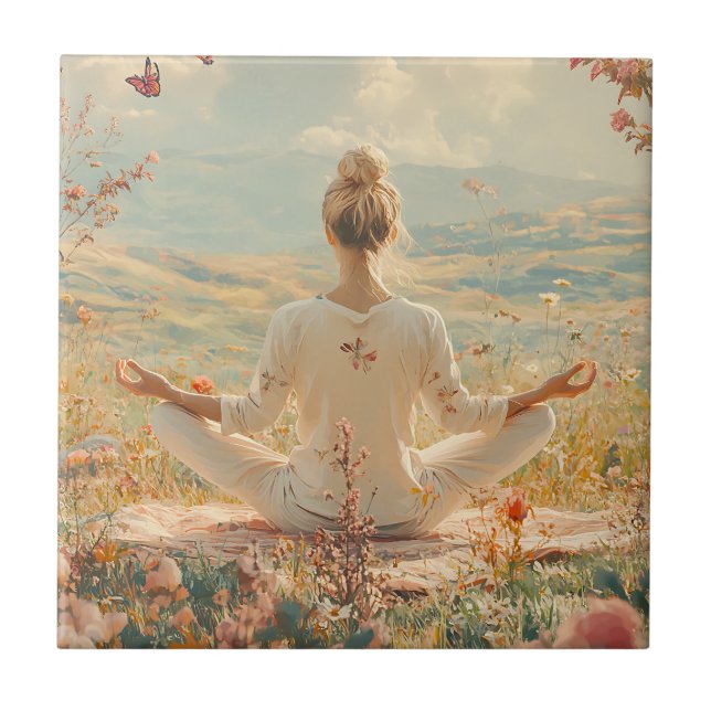 Serene Meditation at Sunrise (5) Tile (Front)