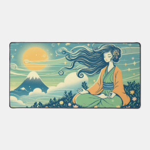 Serene Meditation Desk Mat   Anime Girl Meditating