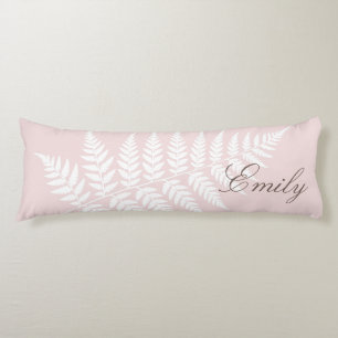 Serene Minimalist Botanical Blush Pink White Fern Body Cushion