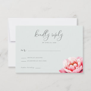 Serene Mint Floral RSVP Card