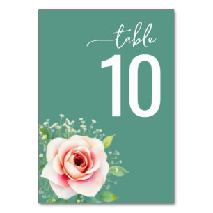 Serene Mint Floral Table Number