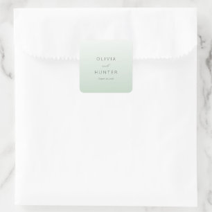 Serene Mint Minimalist Wedding Invitation Square Sticker