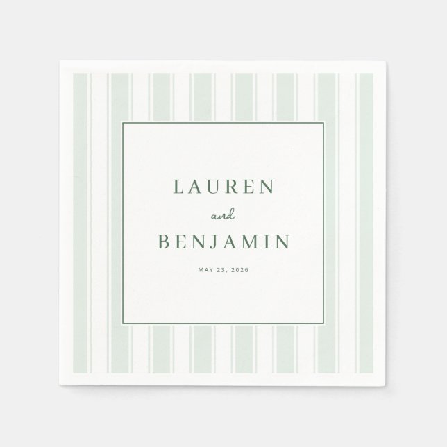 Serene Mint Striped Elegancy Napkin (Front)