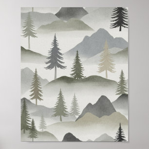 Serene Misty Forest - Nordic Landscape Art Poster