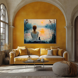 Serene Moments: Nature-Inspired Abstract Oil Style Poster