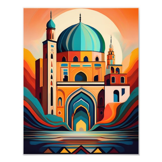 Serene Mosque Under the Sunset: Cultural Print (Front)
