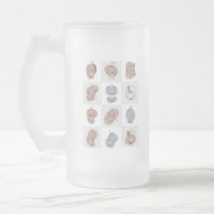 Serene Motherhood Line Art - Abstract Baby Bump Frosted Glass Beer Mug