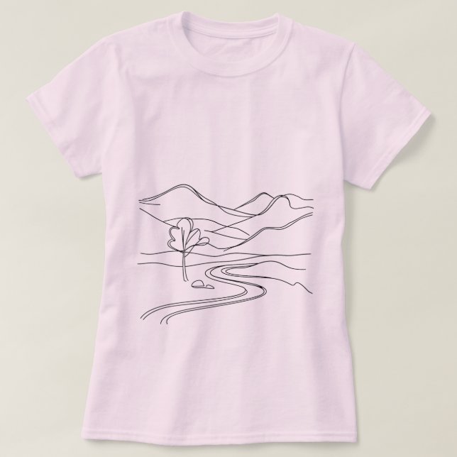 Serene Mountain Escape: A Minimalist  T-Shirt (Design Front)