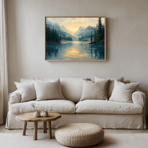 Serene Mountain Lake at Sunrise Canvas Print